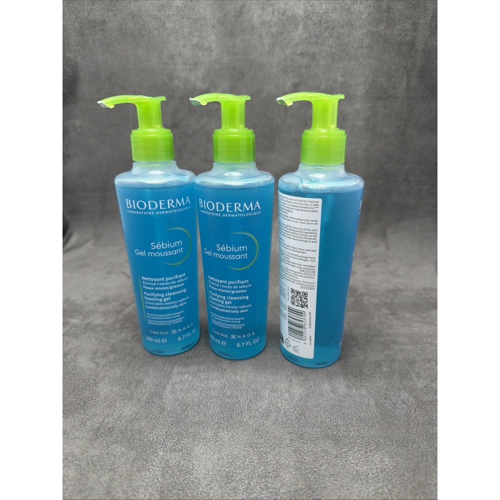 Bioderma Sebium Purifying Cleansing Foaming Gel Pump 200ml 6.7oz Lot Of 3